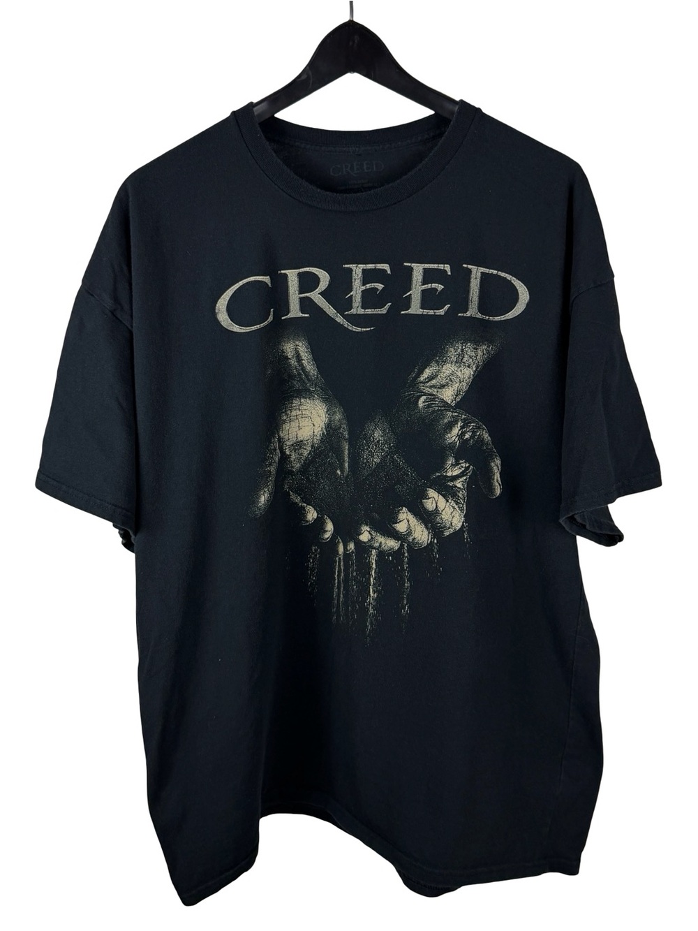 Mens Y2K Creed Rock Band Grunge Punk Black Graphic Music Shirt Size 2XL